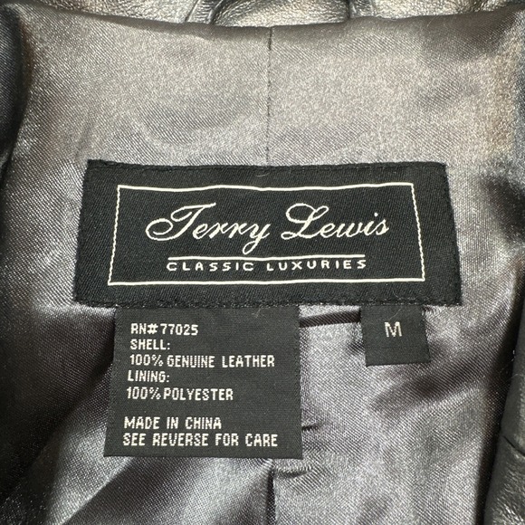 Terry Lewis Leather Blazer Jacket Women Medium Silver 3 Button Lined Luxury Coat - Picture 3 of 16